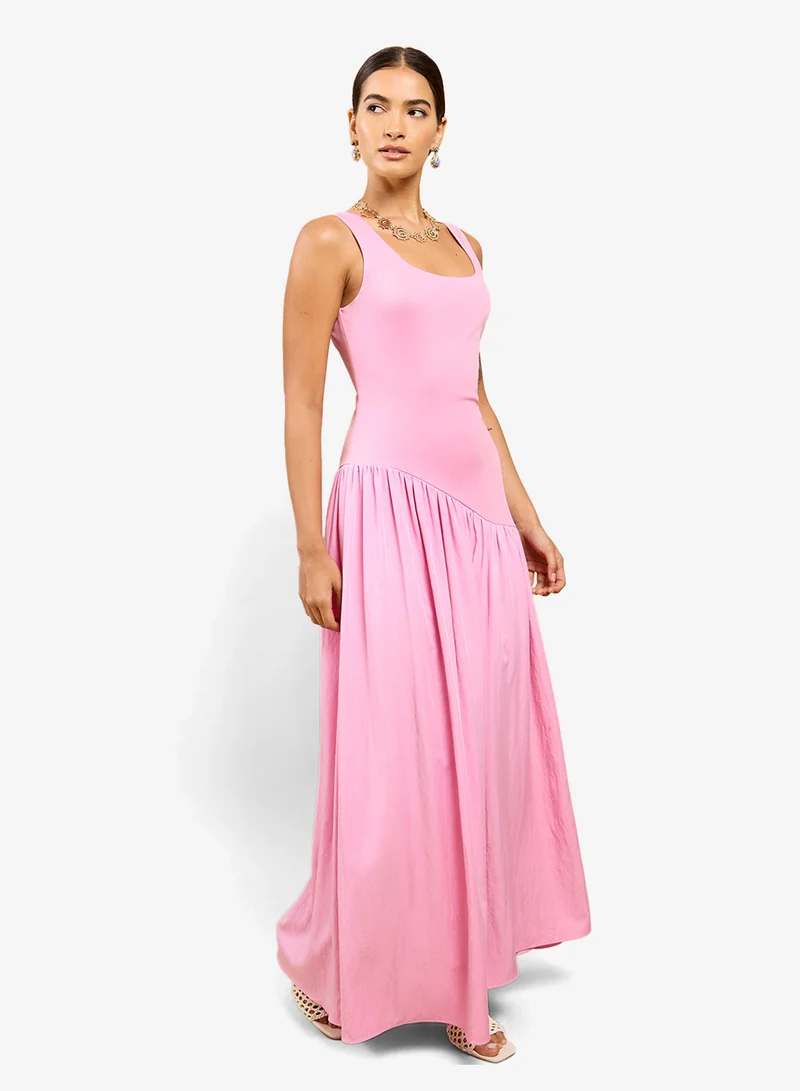 Little Mistress Pink Dropped Midi Dress